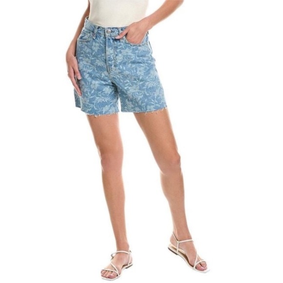 Rag & Bone Maya High Rise Floral Laser Print Raw Hem 6” Jean Short Size 25 EUC! - Picture 3 of 15